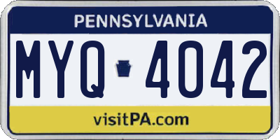 PA license plate MYQ4042