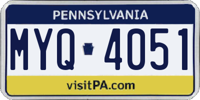 PA license plate MYQ4051