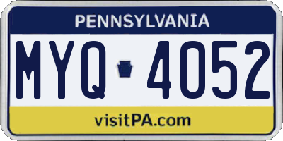 PA license plate MYQ4052