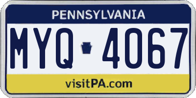 PA license plate MYQ4067
