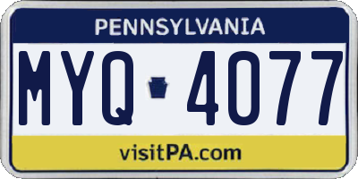 PA license plate MYQ4077