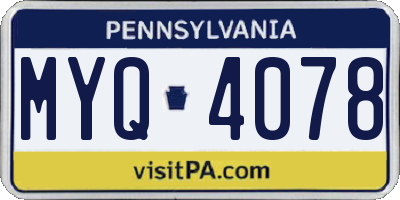 PA license plate MYQ4078