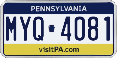 PA license plate MYQ4081