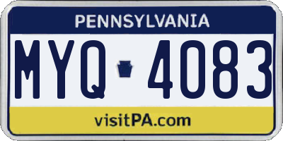 PA license plate MYQ4083