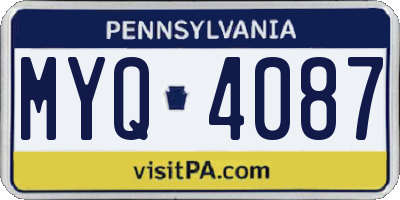 PA license plate MYQ4087