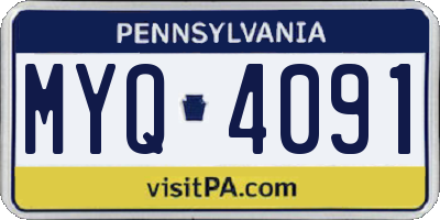 PA license plate MYQ4091