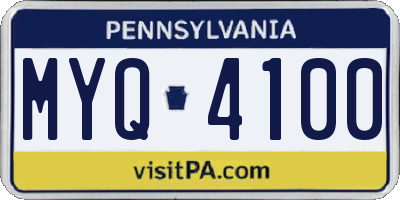 PA license plate MYQ4100