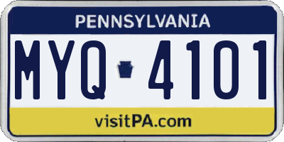 PA license plate MYQ4101