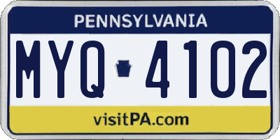 PA license plate MYQ4102