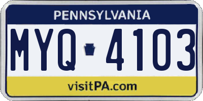 PA license plate MYQ4103