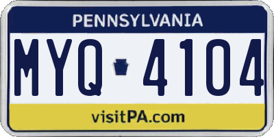 PA license plate MYQ4104