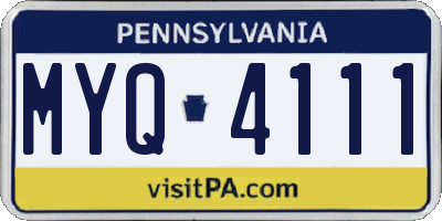 PA license plate MYQ4111
