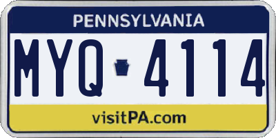 PA license plate MYQ4114