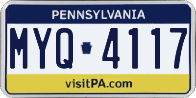PA license plate MYQ4117