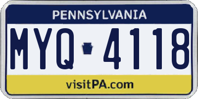 PA license plate MYQ4118