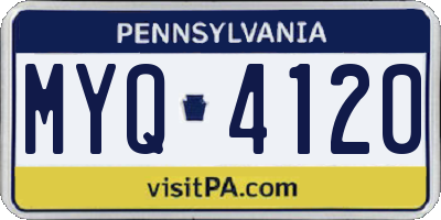 PA license plate MYQ4120