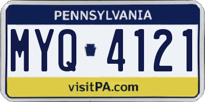 PA license plate MYQ4121