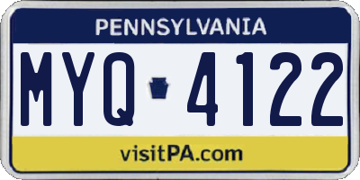 PA license plate MYQ4122