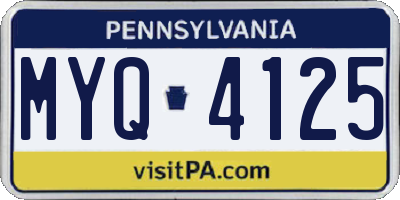 PA license plate MYQ4125
