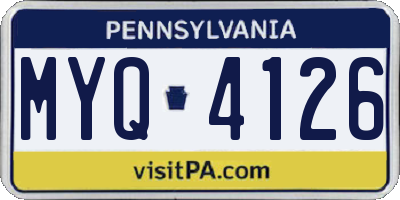 PA license plate MYQ4126