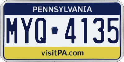 PA license plate MYQ4135