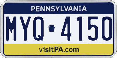 PA license plate MYQ4150