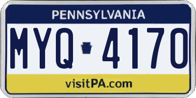 PA license plate MYQ4170