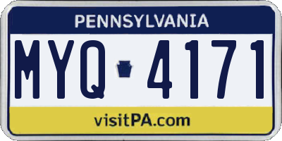PA license plate MYQ4171