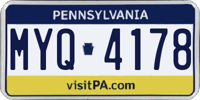 PA license plate MYQ4178