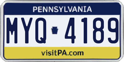 PA license plate MYQ4189