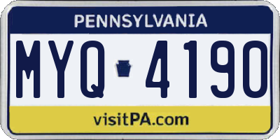 PA license plate MYQ4190