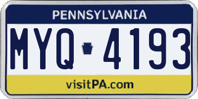 PA license plate MYQ4193
