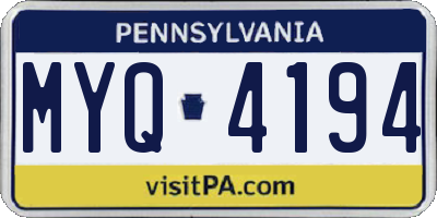 PA license plate MYQ4194