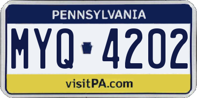 PA license plate MYQ4202