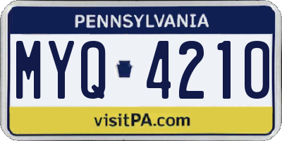PA license plate MYQ4210