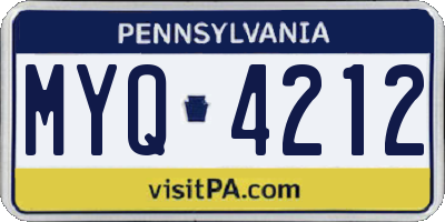 PA license plate MYQ4212