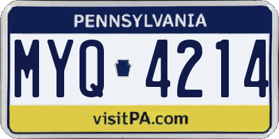 PA license plate MYQ4214