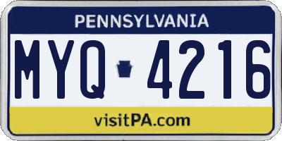 PA license plate MYQ4216