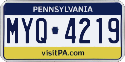 PA license plate MYQ4219