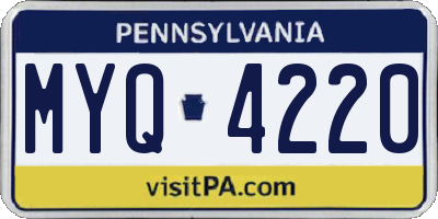 PA license plate MYQ4220