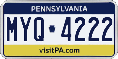 PA license plate MYQ4222