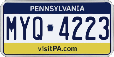 PA license plate MYQ4223