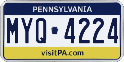 PA license plate MYQ4224