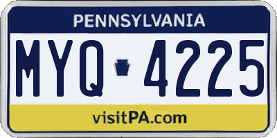 PA license plate MYQ4225