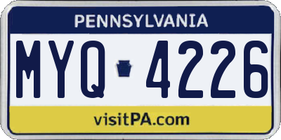 PA license plate MYQ4226
