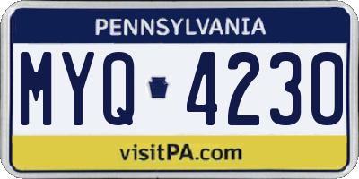 PA license plate MYQ4230