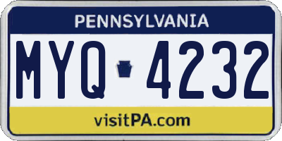 PA license plate MYQ4232