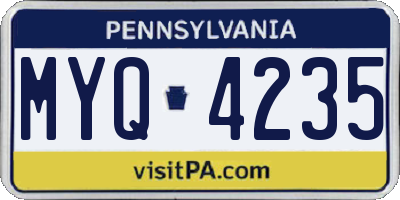PA license plate MYQ4235