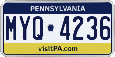 PA license plate MYQ4236