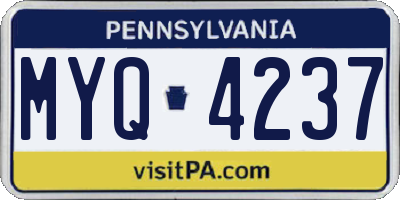 PA license plate MYQ4237
